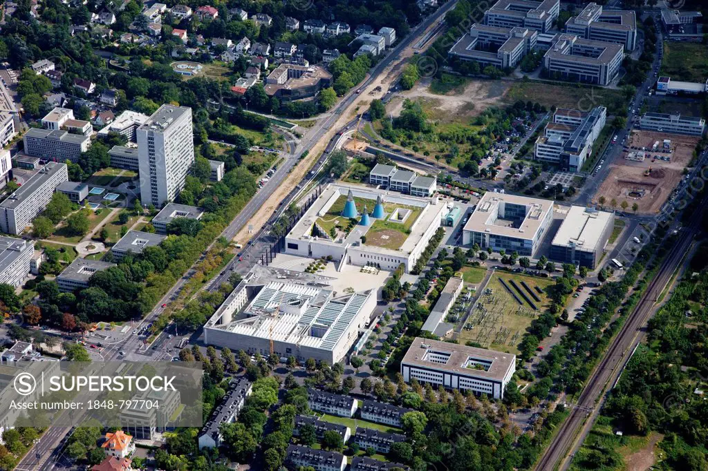 Aerial view, Bonn, Bonn Museum of Modern Art and Ausstellungshalle exhibition hall, Rhineland region, North Rhine-Westphalia, Germany, Europe