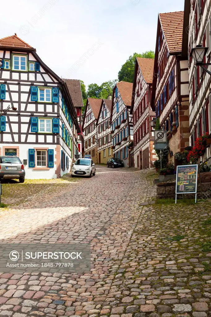 Half-timbered houses in Schiltach in the Kinzig Valley, Black Forest, Baden-Wuerttemberg, Germany, Europe, PublicGround