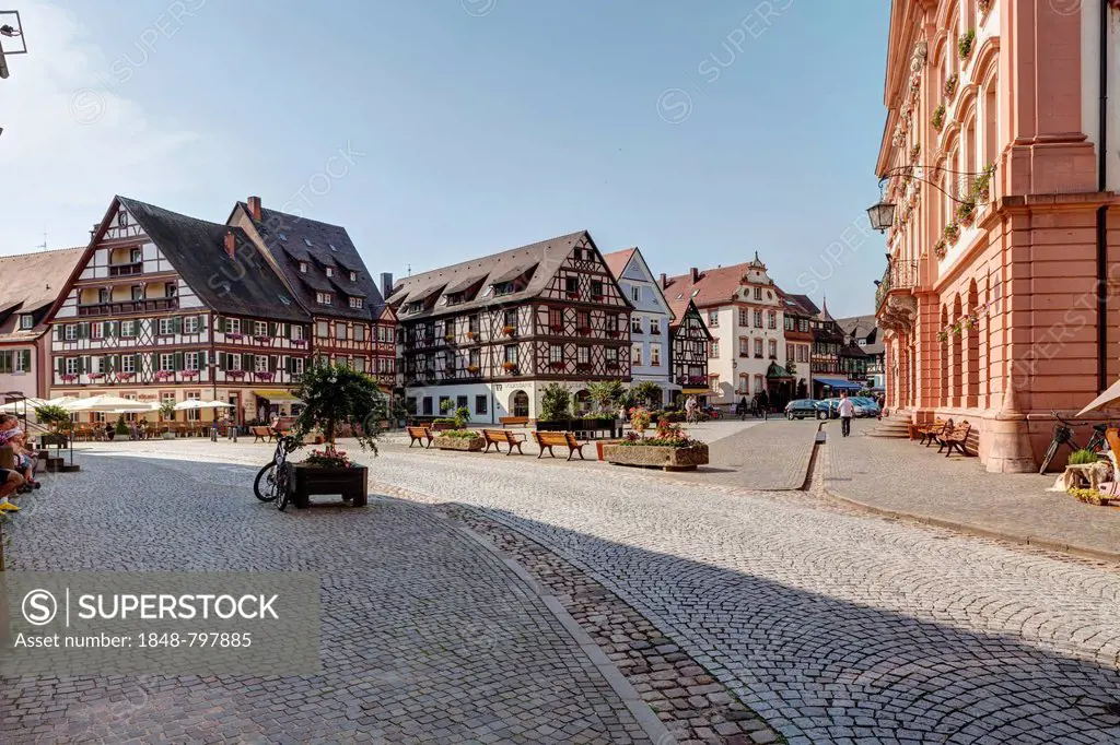 Marktplatz square and Town Hall, Gengenbach, Baden-Wuerttemberg, Germany, Europe, PublicGround