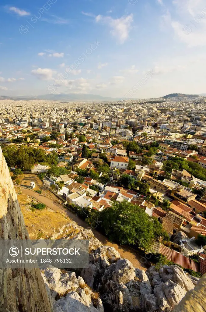 View from the Acropolis over the city of Athens, Greece, Europe