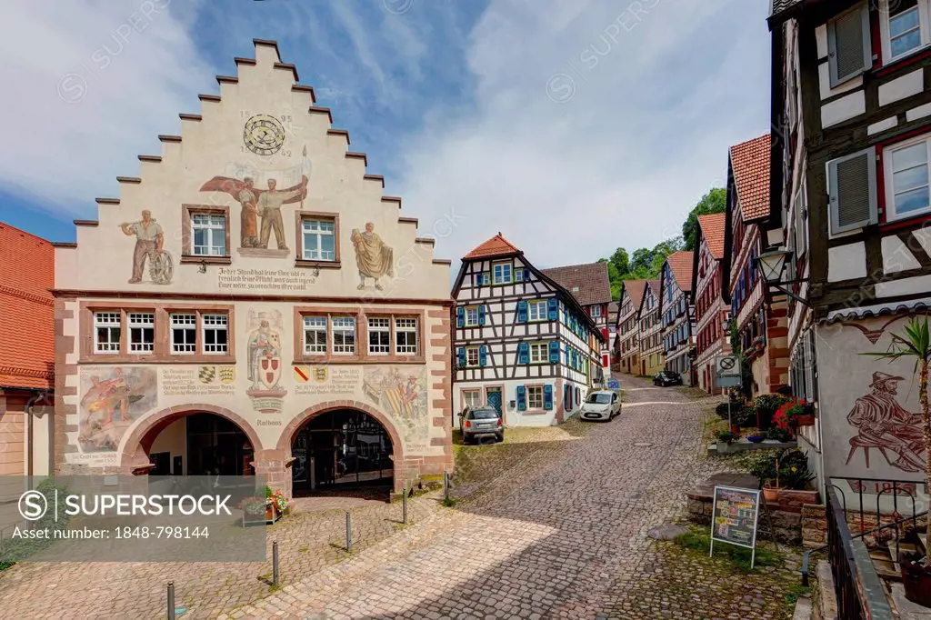 Town Hall, Schiltach in the Kinzigtal valley, Black Forest, Baden-Wuerttemberg, Germany, Europe, PublicGround