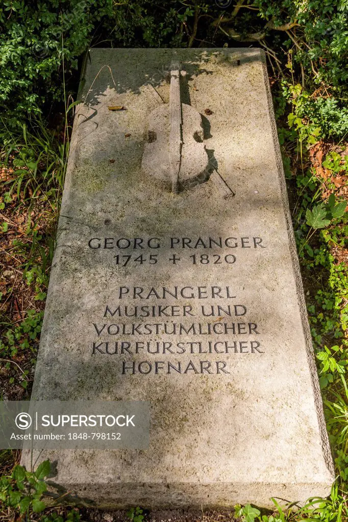 Gravestone, Georg Pranger, court jester, Suedfriedhof cemetery, Munich, Bavaria, Germany, Europe