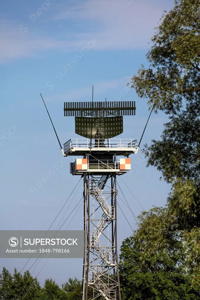 ASR-S radar antenna, local flight control, Laupheim, Baden-Wuerttemberg, Germany, Europe