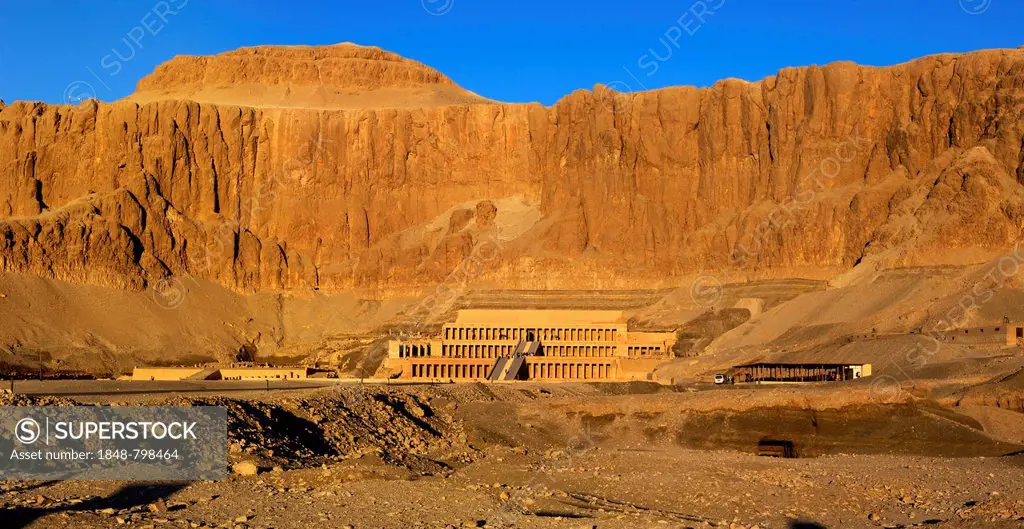 Valley of Deir el-Bahri with the Temple of Hatshepsut in the morning light
