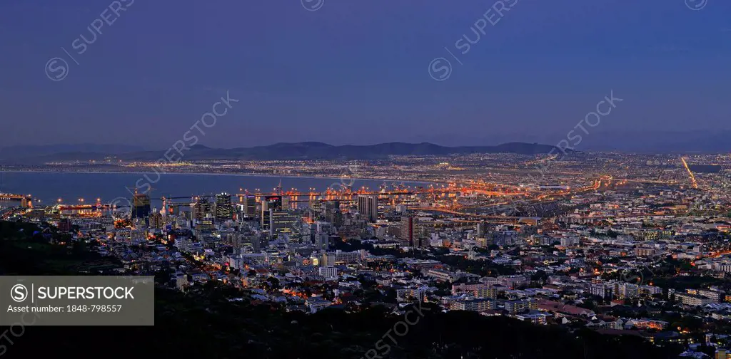View from Signal Hill on Cape Town at the blue hour