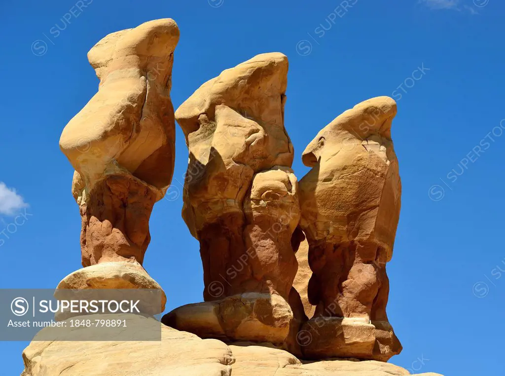 Tubby Parade, Devil's Garden, eroded hoodoos and rock formations of Entrada Sandstone, goblins, Hole-In-The-Rock Road