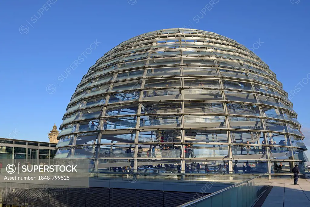 Dome and roof terrace of the Reichstag building, architect Sir Norman Foster, Berlin, Germany, Europe