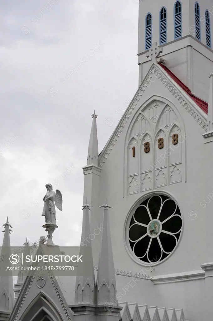 Lourdes Church, St. Mary of Lourdes, a white church in the Gothic style, Ophir Road, Central Area, Central Business District, Singapore, Asia