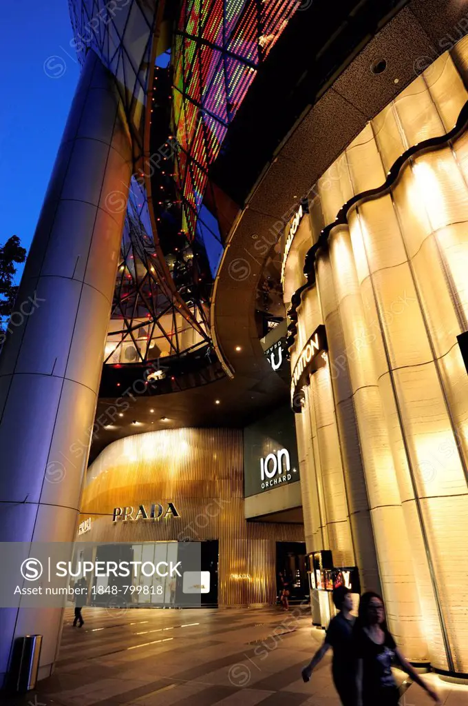 Ion Orchard shopping mall at dusk, Orchard Road, modern architecture, Central Area, Central Business District, Singapore, Asia