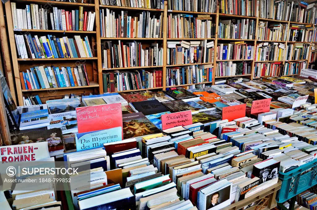 Books at the Auer Dult annual market, Munich, Bavaria, Germany, Europe