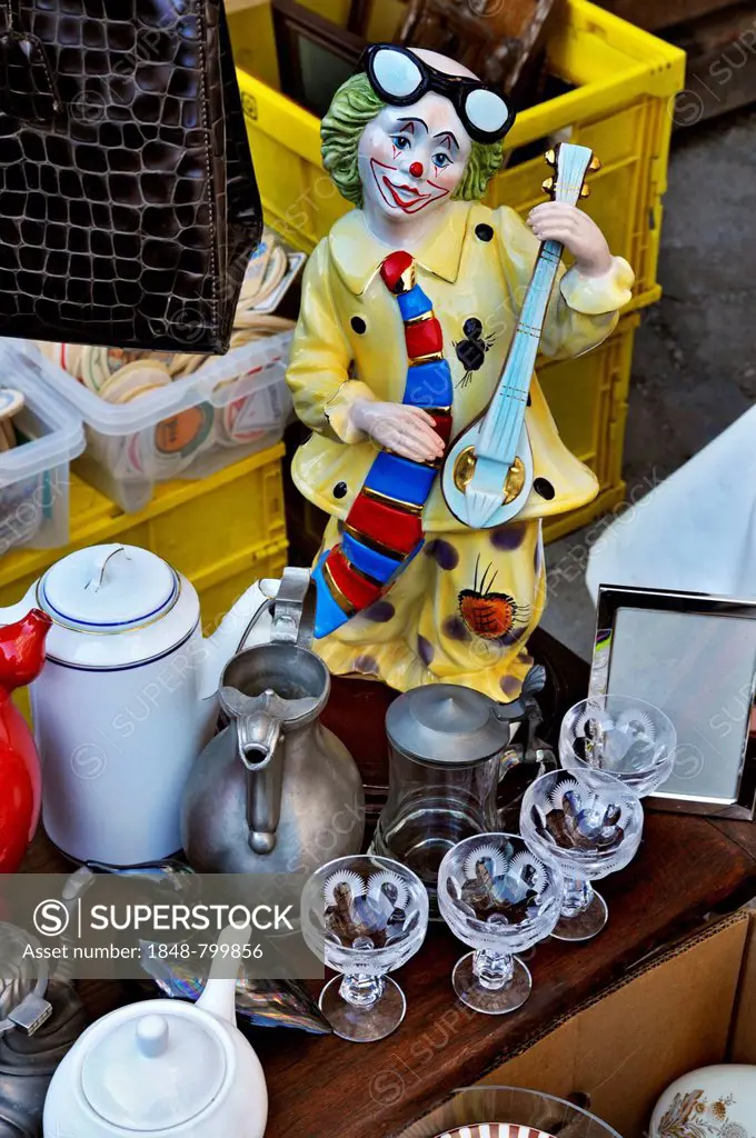 Porcelain clown at the Auer Dult annual market, Munich, Bavaria, Germany, Europe