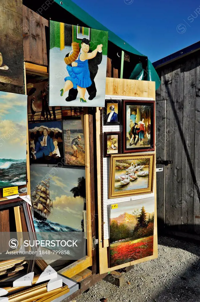 Oil paintings at the Auer Dult annual market, Munich, Bavaria, Germany, Europe