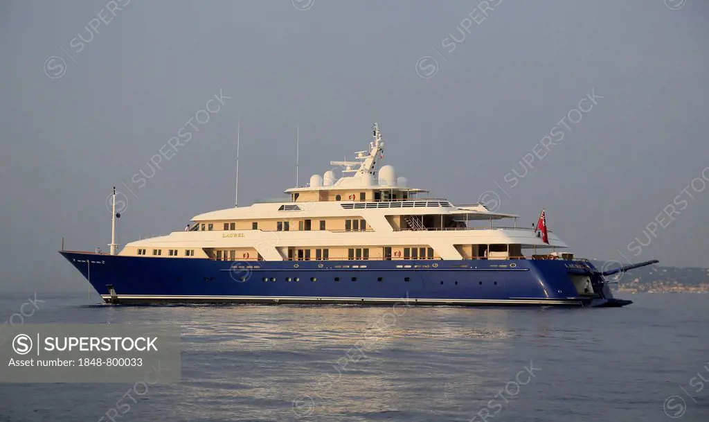Motor yacht Laurel, shipyard Delta Marine, length 73.15 meters, built in 2006, anchored off the Principality of Monaco, Cote d'Azur, Mediterranean, Eu...