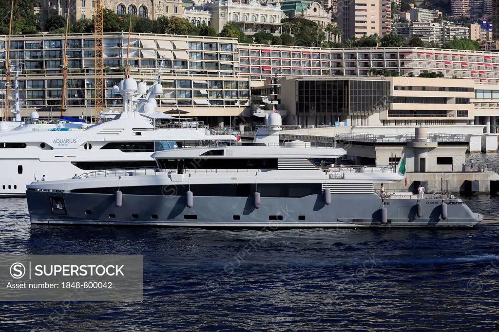 Motoryacht ASLEC 4, shipyard Rossi Navi, length 45 m, built in 2012, in Port Hercule, Monaco, Cote d'Azur, Mediterranean, Europe