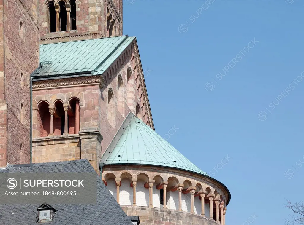 Speyer Cathedral, detailed view of the facade of the apse, Speyer, Rhineland-Palatinate, Germany, Europe