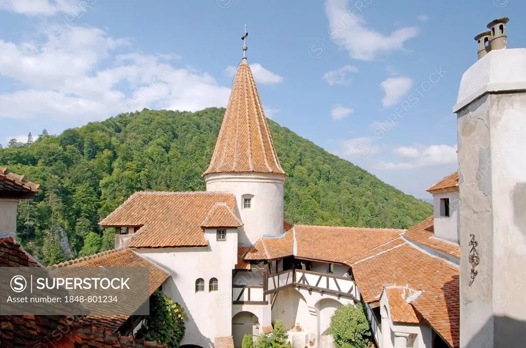 Bran Castle, also known as Toerzburg castle or Dracula's Castle, Brasov, Brasov County, Transylvania, Romania