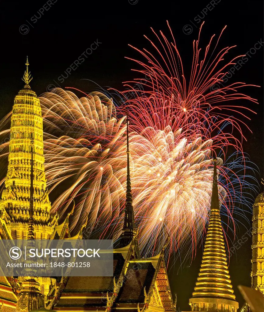 Fireworks, Wat Phra Kaeo Temple, Royal Palace, Bangkok, Central Thailand, Thailand