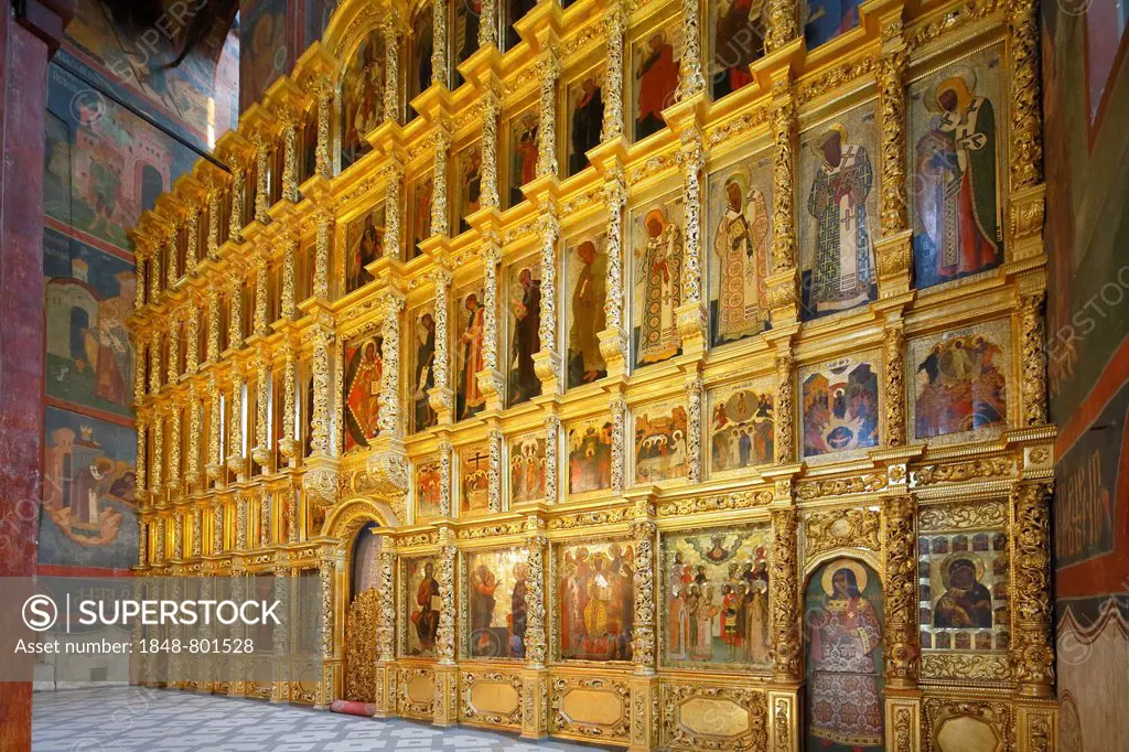 Iconostasis, Cathedral of Our Lady of Smolensk, Nowodewitschi Monastyr or New Novodevichy Convent, Moskau, Moscow Oblast, Russia