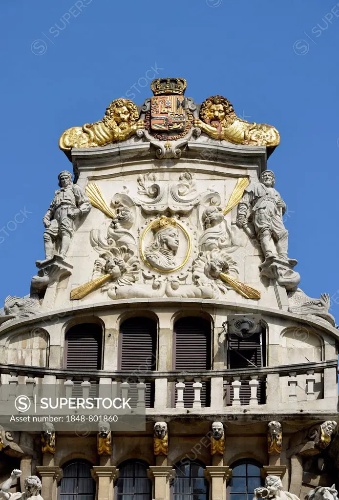 Le Cornet, guild house of the sailors, Italian-Flemish style building, Grote Markt, Grand Place, UNESCO World Heritage Site, Brussels, Brussels Region...