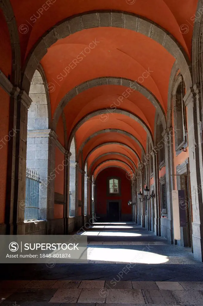 Arcade at the Palazzo Reale, Naples, Campania, Italy
