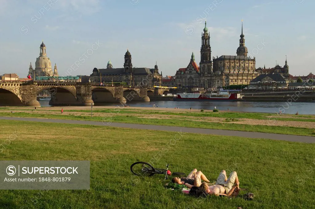 Cityscape of Dresden on the Elbe River, Dresden, Saxony, Germany