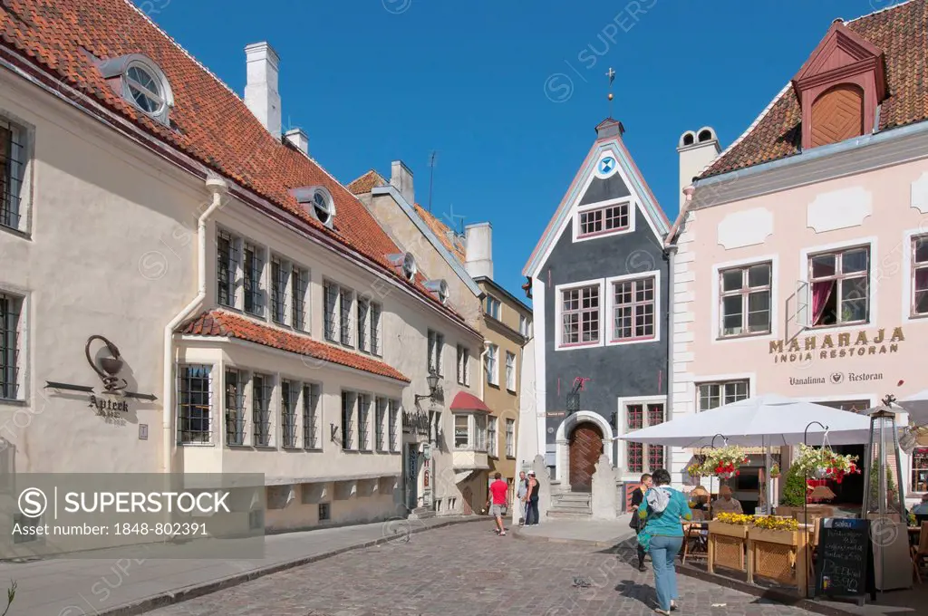 Market square with a pharmacy, historic center, Tallinn, Harju County, Estonia