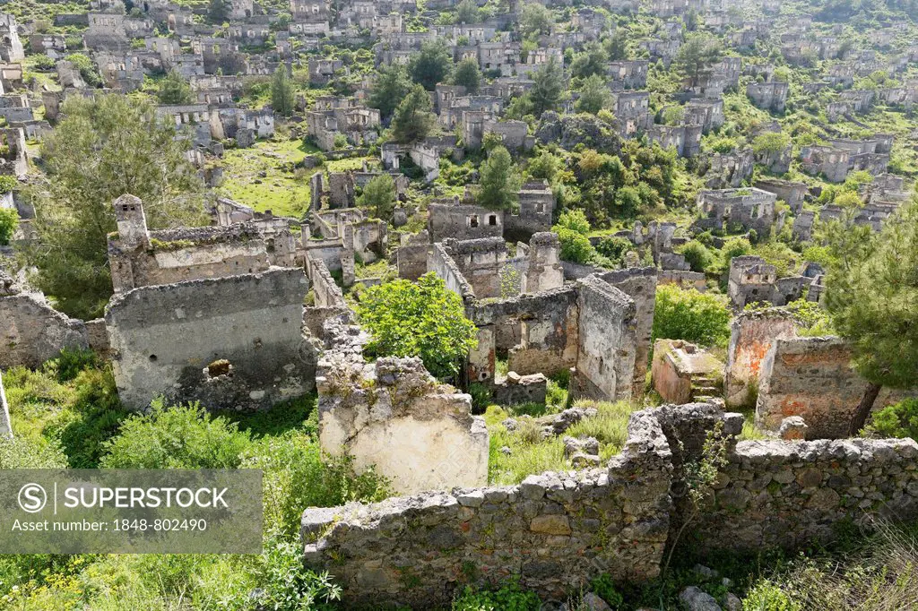 Formerly Greek ghost town, Kayaköy, Mugla Province, Aegean region, Turkey