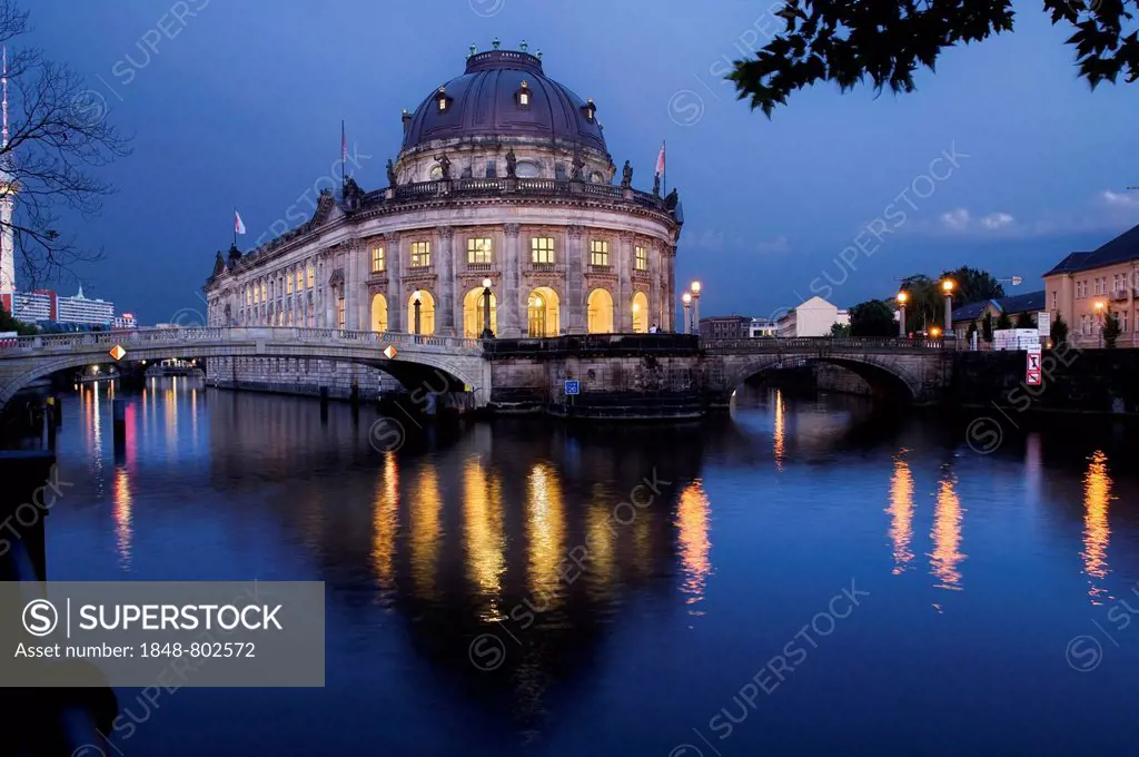 Museum island, Bode Museum in the evening, Berlin, Germany