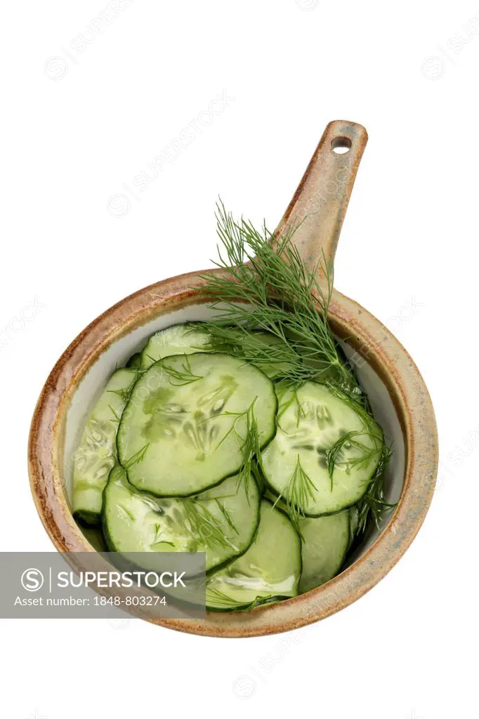 Cucumber salad with vinegar-oil dressing and dill