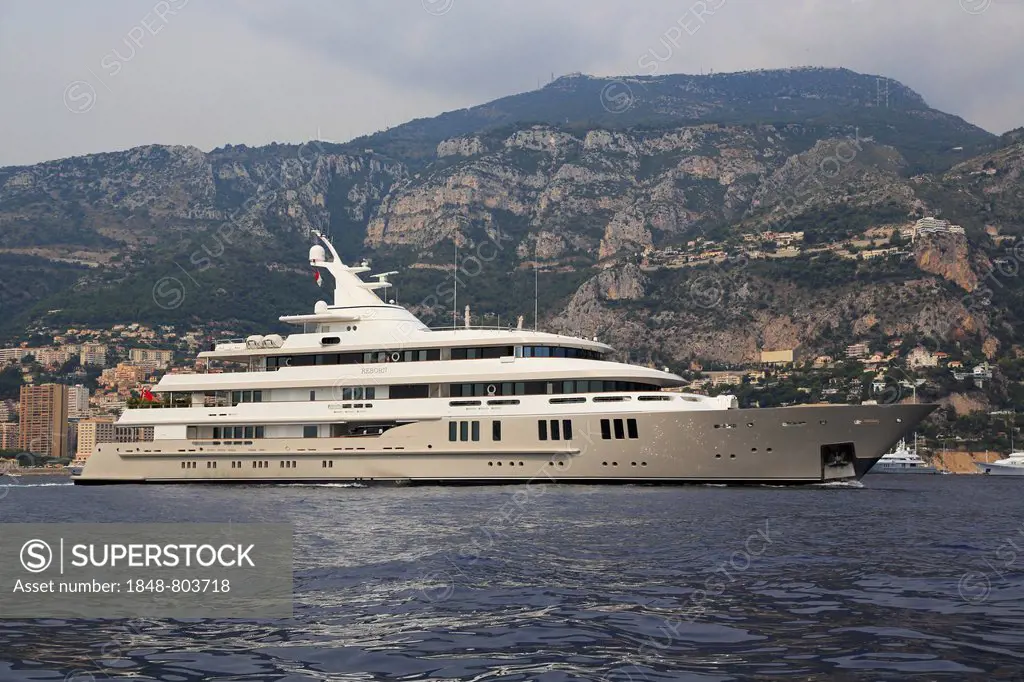 Reborn, ex Boadiceaa, a cruiser built by Amels Holland BV, length: 75.55 m, built in 1999, rebuilt in 2010, owned by Bernard Tapie, cruising off the P...