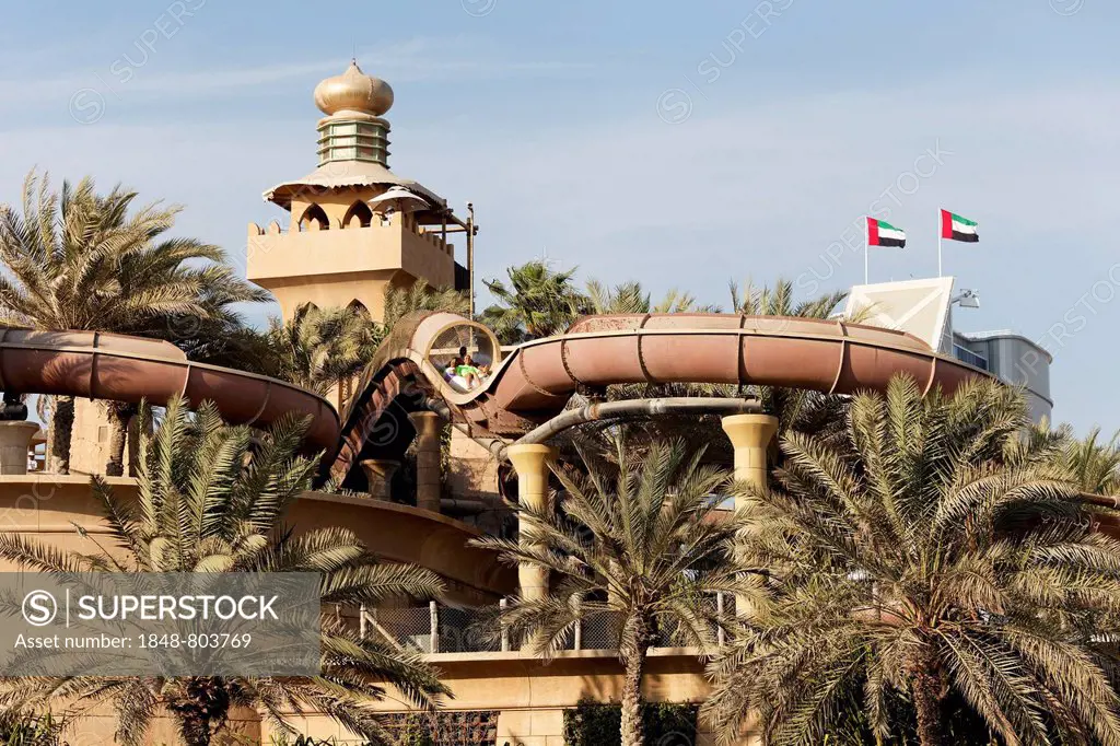 Wild Wadi Water Park, water park with water slides, Jumeirah, Dubai, United Arab Emirates, Middle East, Asia