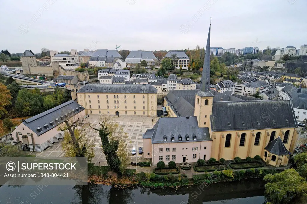 Neumuenster Abbey, church, monastery, cultural centre, Alzette valley, Alzette river, Luxembourg, Europe, PublicGround
