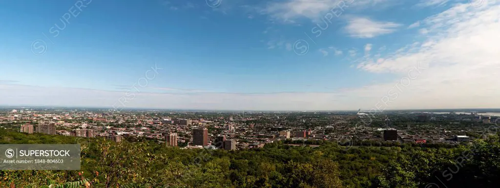 Panoramic view of Montreal as seen from Mont Royal park, Montreal, Quebec, Canada, North America