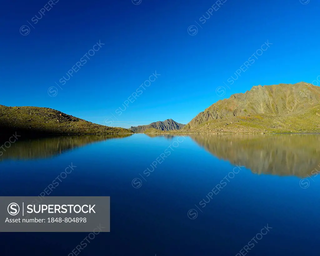 Lake Kraspessee at the end of the Kraspestal valley, Kraspestal valley, near Haggen, Tyrol, Austria