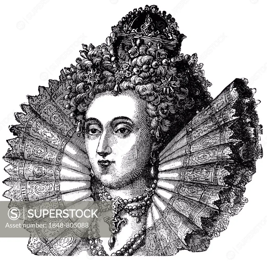 Elizabeth I, 1533 - 1603, Queen of England, from The Rise of the Dutch Republic, 1880