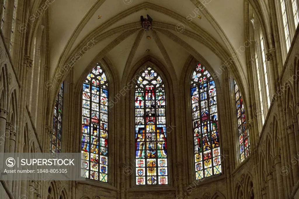 Interior, Choir, Cathédrale St Michel et Gudule, Cathedral of St. Michael and St. Gudula, Brussels, Brussels Region, Belgium