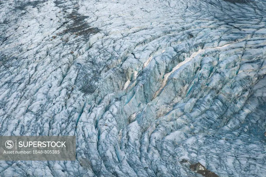 Crevasses, Pasterze Glacier on Grossglockner Mountain, Kaiser-Franz-Josefs-Höhe, Carinthia, Austria