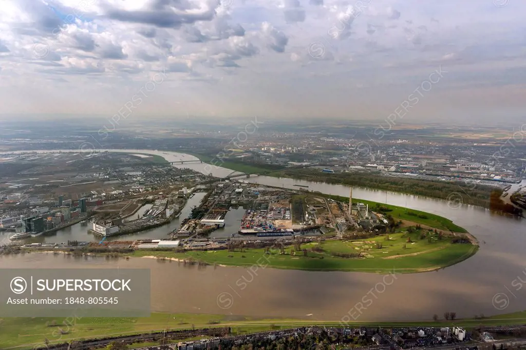 Duesseldorf harbour, aerial view, Düsseldorf, Rhineland, North Rhine-Westphalia, Germany
