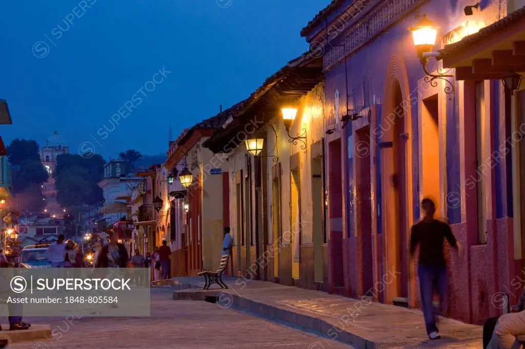 Street at night, San Cristóbal de las Casas, Chiapas, Mexico
