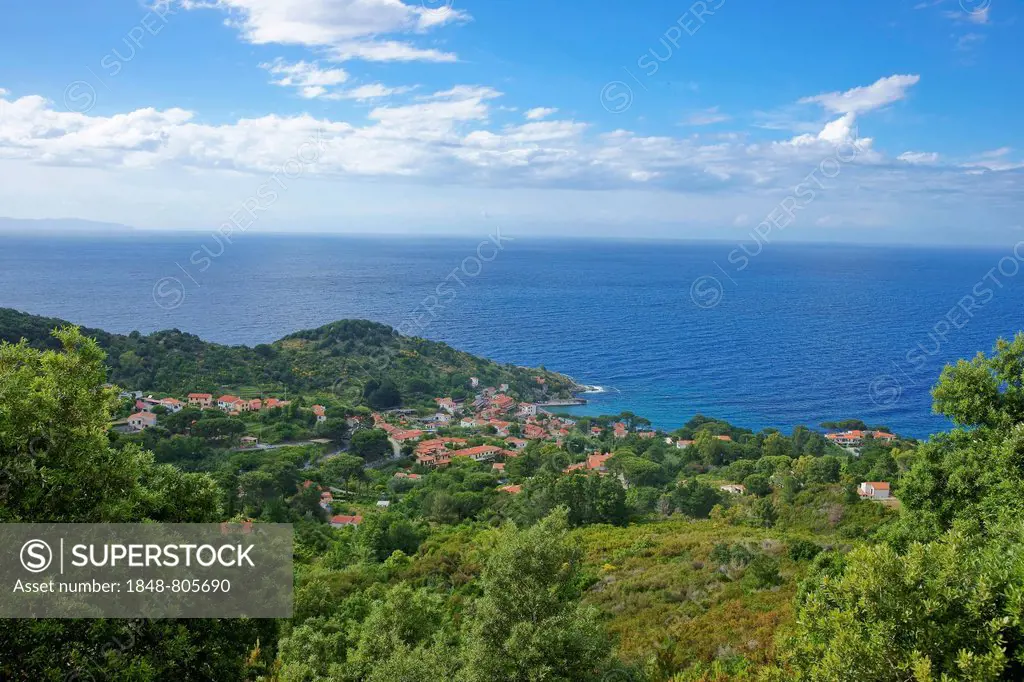 Town view of Sant'Andrea and Zanca, Sant'Andrea, Marciana, Elba, Provinz Livorno, Toskana, Italy