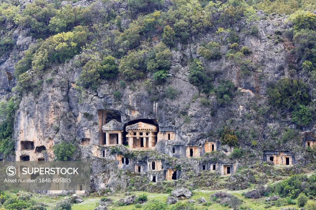 Ancient city of Pinara, necropolis, rock tombs, Xanthos Valley, Pinara, Mugla Province, Aegean region, Turkey