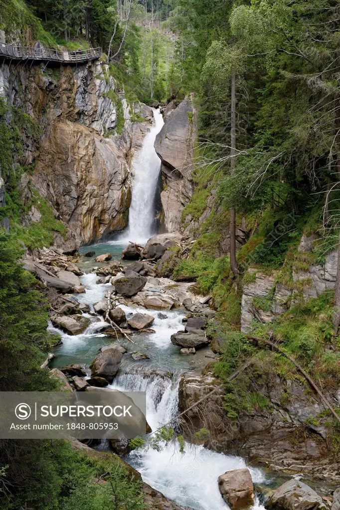 Waterfall, Groppensteinschlucht, Obervellach, Spittal an der Drau, Carinthia, Austria