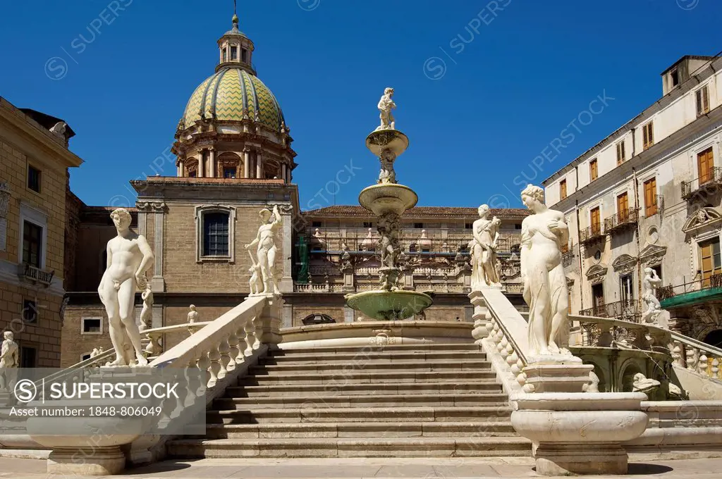 Fontana della Vergogna, Piazza Pretoria, Palermo, Province of Palermo, Sicily, Italy