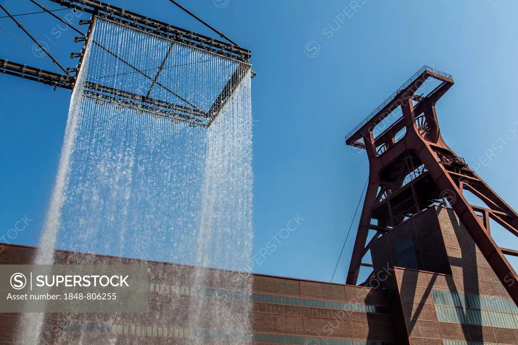 Art installation in front of the coal bunkers of the Zollverein, or German Customs Union, rAndom International: Tower - Instant Structure for Shaft XI...
