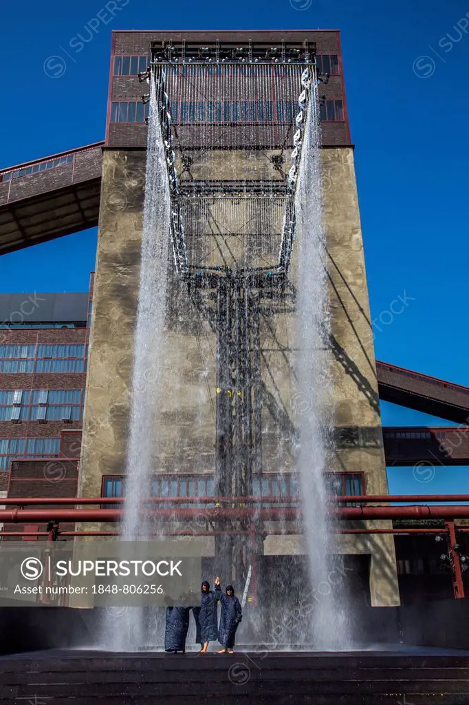 Art installation in front of the coal bunkers of the Zollverein, or German Customs Union, rAndom International: Tower - Instant Structure for Shaft XI...