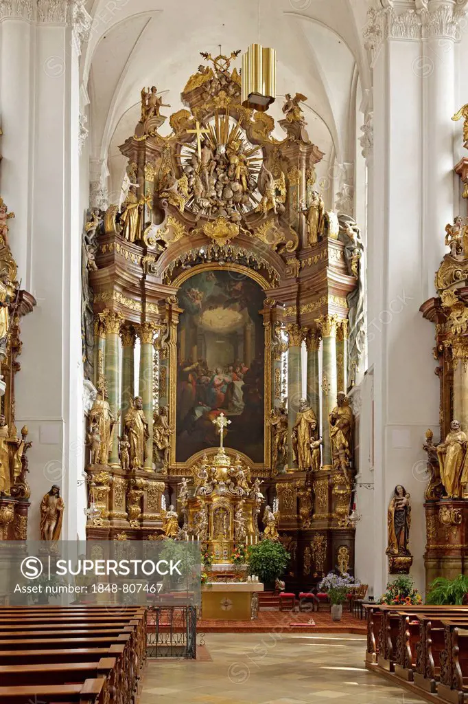 Altar, monastery church, Karmelitenkloster Straubing Carmelite monastery, Straubing, Lower Bavaria, Bavaria, Germany