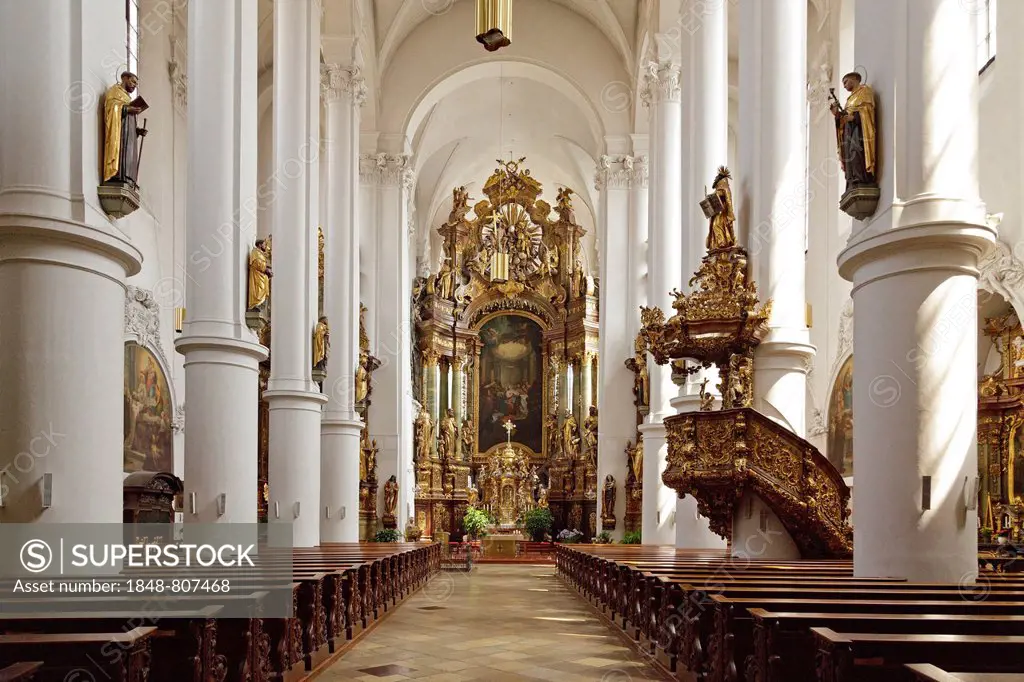 Altar, monastery church, Karmelitenkloster Straubing Carmelite monastery, Straubing, Lower Bavaria, Bavaria, Germany