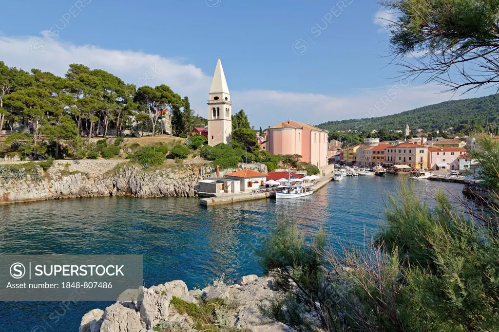 St. Anthony's Church and the port, Veli Losinj, Kvarner Gulf, Croatia