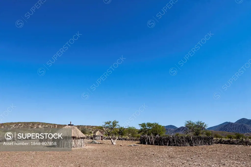 Himba settlement, Kaokoland, Kunene Region, Namibia
