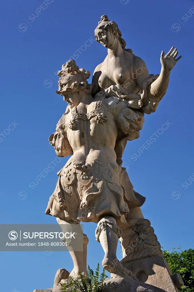 Sculptural group, Raptusgruppe, rape of Helen by Paris, created in 1690 by Ottavio Mosto, Salzburg, Salzburg State, Austria